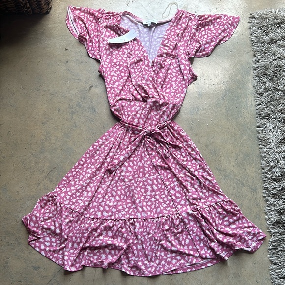 Gilli Dresses & Skirts - Pink Animal Print Wrap Mini Dress